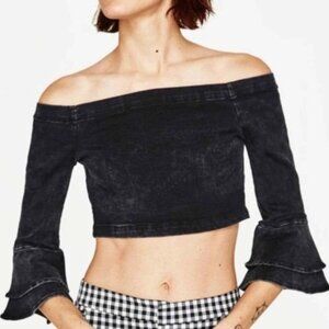 NWT Zara Woman Off Shoulder Denim Top